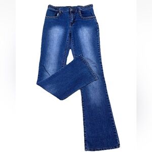 Y2K Vintage Xoxo Women’s Jeans Size 3 Blue Denim Bootcut Braided Detail